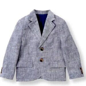 Janie & Jack Linen- Blazer 6–12M – Light Gray Blue, Fully Lined